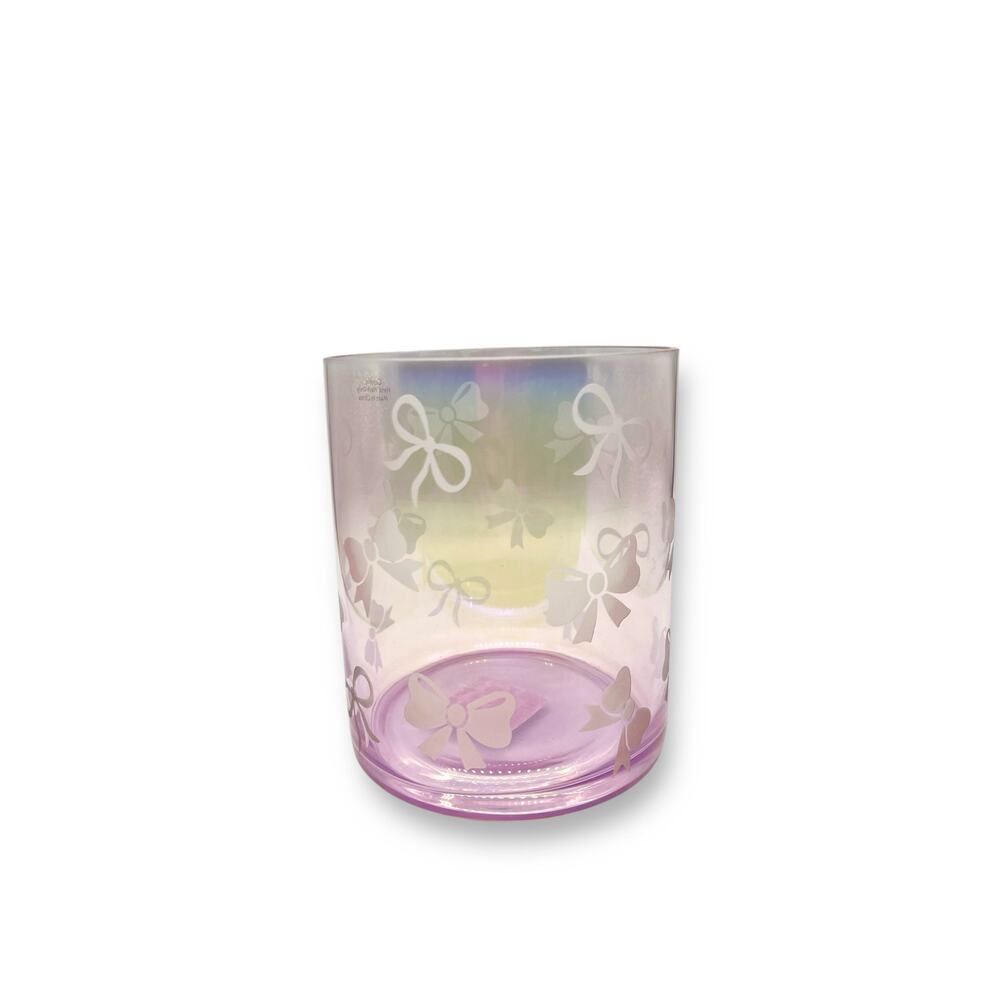 Elegant Pink Glass Vase with Bow Pattern - NWT